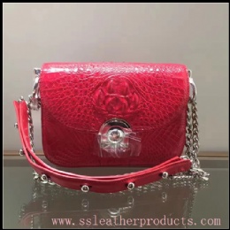 newest fashion design high quality coroc leather shoulder bag with chain