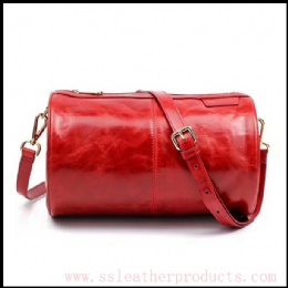 highest quality full grain cow leather classical lady buket shoulder bag