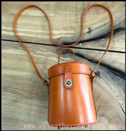 highest quality full grain cow leather special hard design lady buket bag