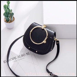 hot sale fashion designed good PU leather lady shoulder bag saddle bag