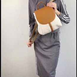 2019 classical design high quality leather match canvas lady shoulder bag